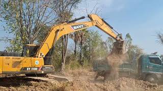 ห้าพันห้าร้อยชั่วโมงหนุ่มตี๋ Sany sy200c งานเปิดบ่อใหม่ใส่ดั้มชมไปบ่นไป excavator and truck