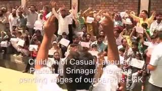 Kids Of Casual Labourers Protest Outside Civil Secretariat In Srinagar