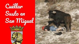 Sustos Y Cogida en la Parte Superior del Embudo-ENCIERROS DE CUÉLLAR SAN MIGUEL 2023🐂