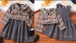 Beautiful Baby Frock With Coat Collar Jacket Cutting and Stitching/Very Easy Baby Dress