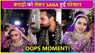 Saba Ibrahim's Oops Moment | Gets UNCOMFORTABLE With Her Heavy Gown At Her Reception Party