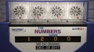 Midday Numbers Game Drawing: Friday, December 29, 2017