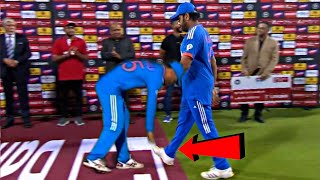 Rinku Singh touches Rohit Sharma's feet after Rohit gave his Award to RINKU | INDvsAFGH |