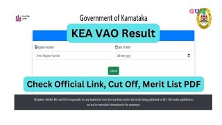 KEA VAO Result 2024 | Cut Off Marks, Merit List