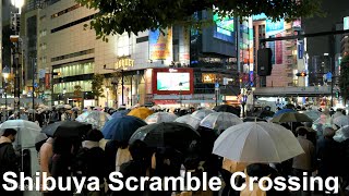 【4K60FPS】Shibuya Scramble Crossing and people walking in the rain / 雨の渋谷スクランブル交差点