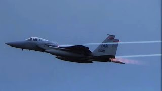 Very low takeoff 6x USAF F15 at Frisian Flag 2016 Leeuwarden Air Base