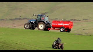 Muck-Spreading the Solids with New Holland TM 135 and Abbey.