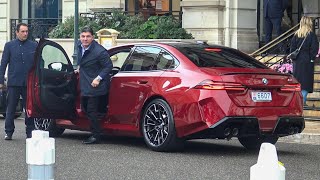 Billionaire with Bodyguard BRAND NEW BMW M5 2025 Arriving at Hotel de Paris in Monaco!!