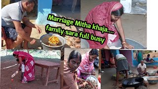 #neelamvillagevlog Mitha khaja banla... 🧀🧇🌰 Marriage preparation.... Buta kari kari thaka..