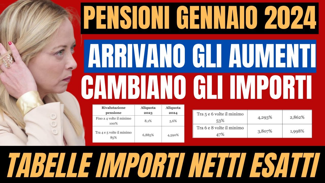 AUMENTO PENSIONI 2024: TABELLE IMPORTI NETTI CON AUMENTI E ...