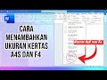 Tutorial | CARA MENAMBAHKAN UKURAN KERTAS A4S DAN F4 | MS. WORD