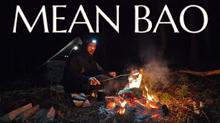 Solo Winter Camping - Mean Bao Mukbang  (Steamed Bun Sandwich)