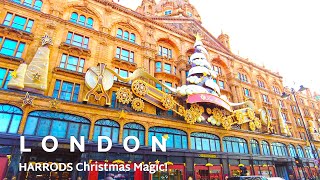 2024 London Christmas Walk | Knightsbridge - Harrods & Harvey Nichols. Amazing Displays in 4K