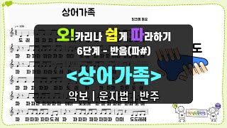 상어가족(핑크퐁) | 오카리나 쉽게 따라하기 6단계 | 악보 운지법 반주