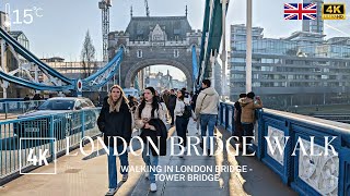 England, London Sunny Walk | London Bridge to Tower Bridge London | Central London Walking Tour 4K