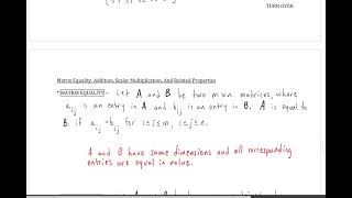 Matrix Notation And Algebra