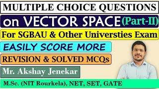 Solved MCQ on Linear Algebra | LI and LD Vectors | Basis & Dimension | Direct Sum | SGBAU | SET Exam