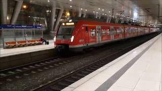 S-Bahn Frankfurt/M. in Frankfurt-Flughafen Fernbahnhof wegen Umleitung und ICE 3 mit blauem Streifen