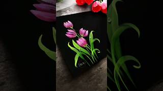 💫 BEAUTIFUL Tulips 🌷 🌷 Flower Painting Using Round Brush Technique #shorts #art