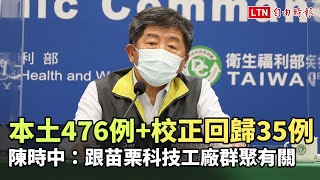 本土476例+校正回歸35例 陳時中：跟苗栗的科技工廠群聚事件有關