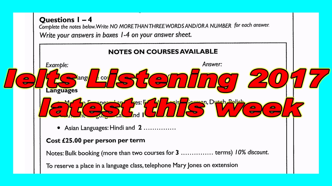 Ielts Listening Practice Test 2017 With Answers - YouTube