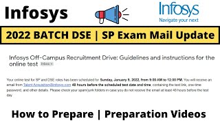Infosys off campus drive 2022  SP | DSE Exam Mail Update | How to Prepare | 9 Jan 2022 EXAM | PART-3