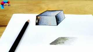 How to draw 3D cube box Easily / 3D drawing Tutorial - step by step- Art hit