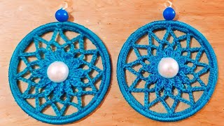 How to crochet beautiful hoop earrings, flower earrings,step by step, for beginners #crochet #diy