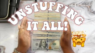 UNSTUFFING IT ALL!! COUNT CASH WITH ME! How much have I saved? PT 1