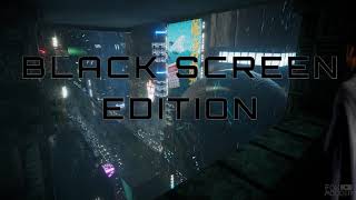 ASMR Blade Runner Balcony Cyberpunk City Rain Sound Ambience 12 Hours - Black Screen Edition
