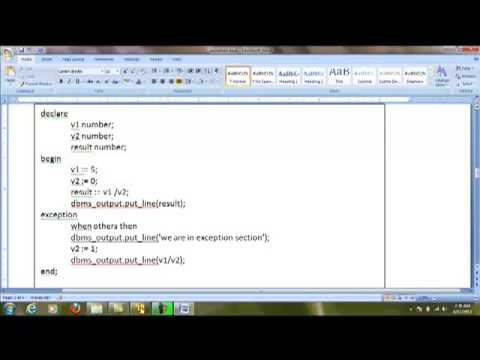 Exception Handling in Oracle PL SQL Exception Handling in Oracle PL SQL