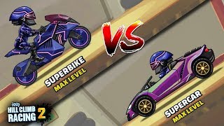 Hill Climb Racing 2 SUPERBIKE vs SUPERCAR - The Fastest Car Ever ??