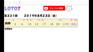 予想数字 第331回 LOTO7 ロト7 2019年8月23日 (金) HiromiTV