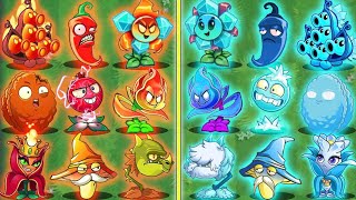 Pvz 2 Discovery - All FIRE & ICE Plants Same Shape Battlez - Who Will Win?