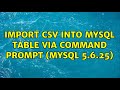 import CSV into mysql table via command prompt (MySQL 5.6.25)