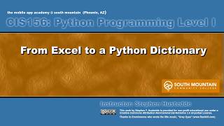 Python 06I - From Excel to a Python Dictionary