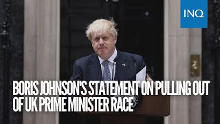 Boris Johnson's statement on pulling out of UK prime minister race