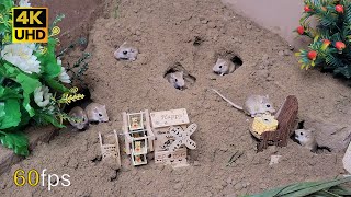 Cat TV mice digging burrows / holes in sand and hide \u0026 seek for cats to watch 4k 8 hour UHD