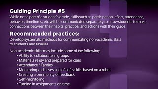 Secondary T&L: Standards Based Grading – Guiding Principle #5