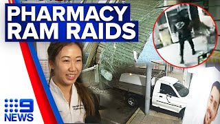 Brazen bandit ram raids pharmacies for drugs worth ‘little street value’ | 9 News Australia