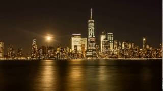 Moonrise in New York City from Exchange Place - New Jersey