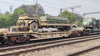 MILITARY TRAIN| INDIAN ARMY train with TRUCKS and VEHICLES|  RO Army Train Indian Railway Faridabad