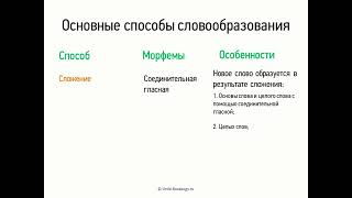 Основные способы словообразования (5 класс, видеоурок-презентация)