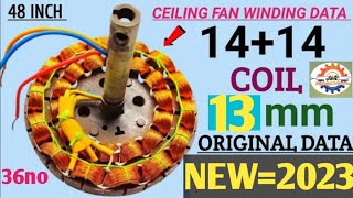 14 +14 slot 13 mm ceiling fan winding data New 100%warking