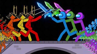 Battle Stickman 3v3 Bridge Clash Samurai vs Among Us ~ Medieval Battle Fight