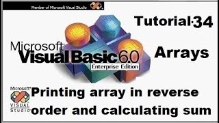 Printing array in reverse array data structure in visual basic programming Tutorial 34