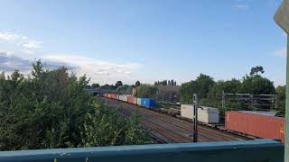 Freightliner Class 66519 + 90015 + 90006 Pass South Kenton Footbridge