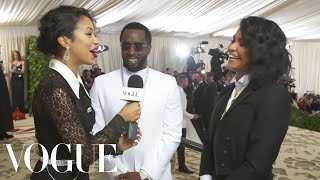 Diddy and Cassie on Their Angelic Met Gala Outfits | Met Gala 2018 With Liza Koshy | Vogue
