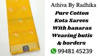 Pure Cotton Kota sarees with banaras weaving buti \u0026 borders #kotasareelovers #purecottonkota #viral