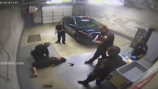 Six Michigan cops stand around as citizen bully attacks handcuffed woman